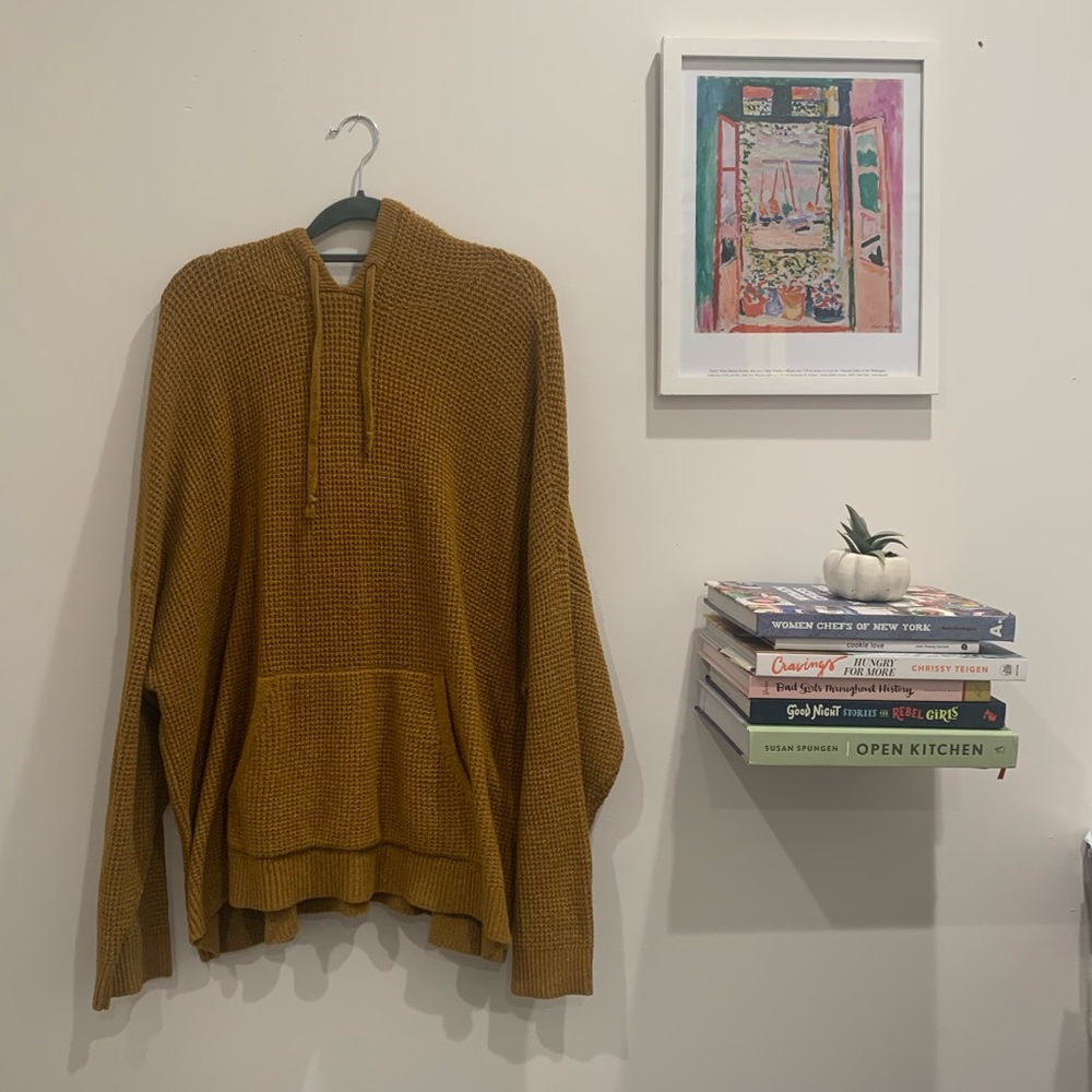 Aerie Mustard Waffle Lightweight Sweatshirt